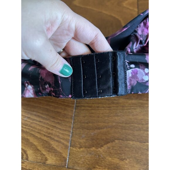 Torrid Curve Black & Purple Floral Lightly Lined Wire-Free Bra 40C Skulls - Picture 4 of 7